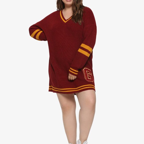 ✨ harry potter gryffindor red & gold crochet knit sweater dress disney size m ✨ - Picture 2 of 6